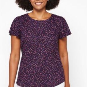 Women's Fortune + ivy dondria l flutter sleeve blouse in Navy Size M